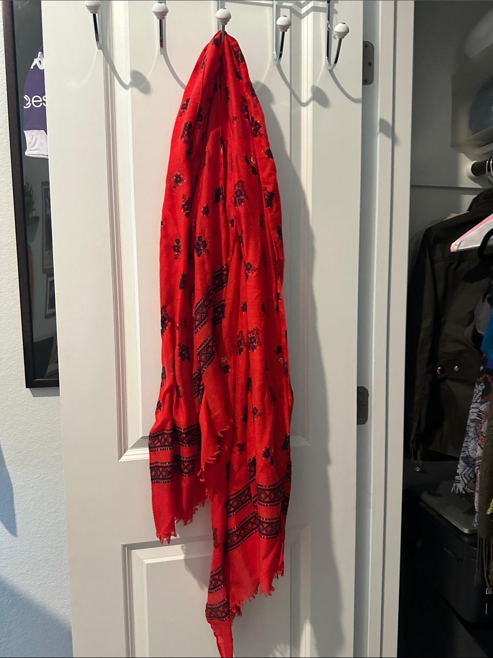 Red Patterned Scarf